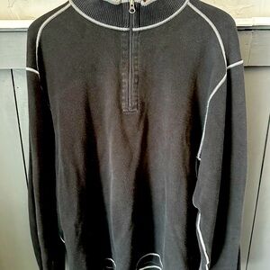 Cutter & Buck Men's Mock Neck‎ Large Black Gray Pullover 1/4 Zip
